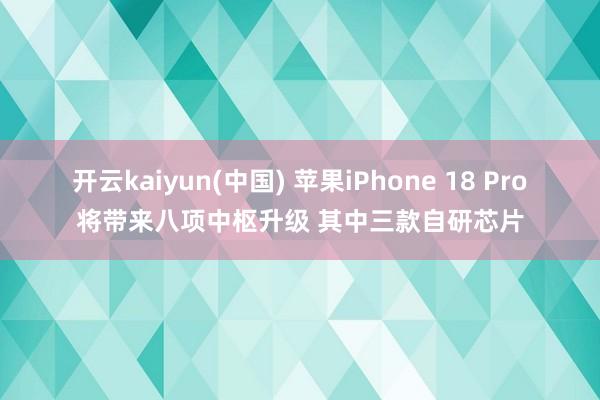 开云kaiyun(中国) 苹果iPhone 18 Pro将带来八项中枢升级 其中三款自研芯片