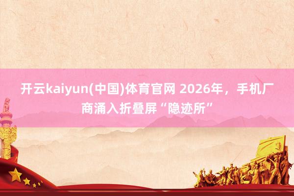 开云kaiyun(中国)体育官网 2026年，手机厂商涌入折叠屏“隐迹所”