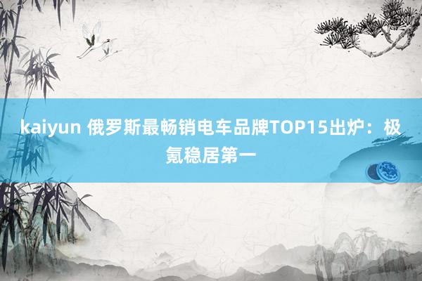 kaiyun 俄罗斯最畅销电车品牌TOP15出炉：极氪稳居第一