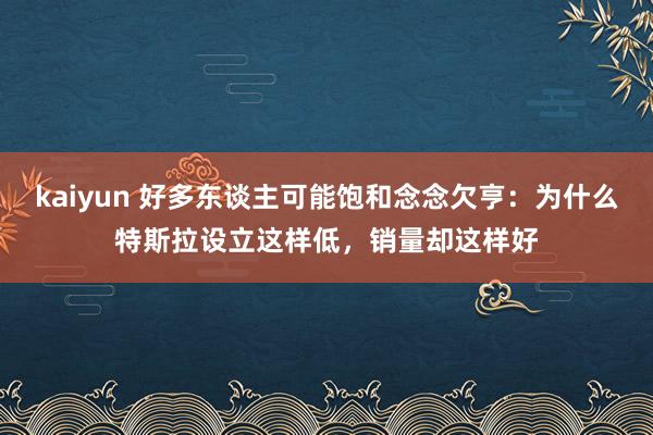 kaiyun 好多东谈主可能饱和念念欠亨：为什么特斯拉设立这样低，销量却这样好
