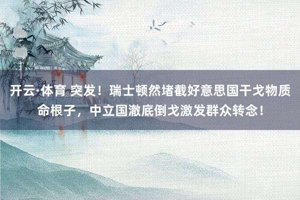 开云·体育 突发！瑞士顿然堵截好意思国干戈物质命根子，中立国澈底倒戈激发群众转念！