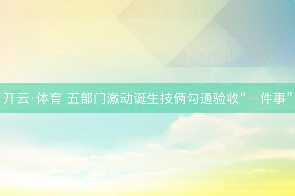 开云·体育 五部门激动诞生技俩勾通验收“一件事”