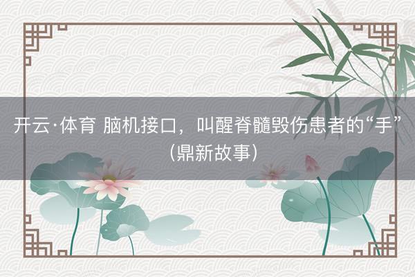 开云·体育 脑机接口，叫醒脊髓毁伤患者的“手”（鼎新故事）