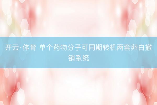 开云·体育 单个药物分子可同期转机两套卵白撤销系统