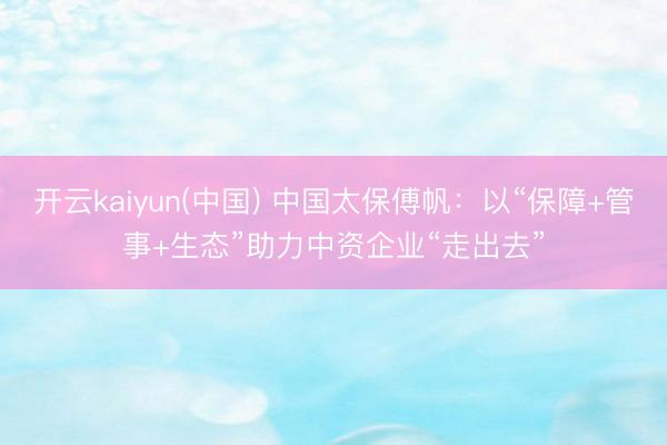 开云kaiyun(中国) 中国太保傅帆：以“保障+管事+生态”助力中资企业“走出去”