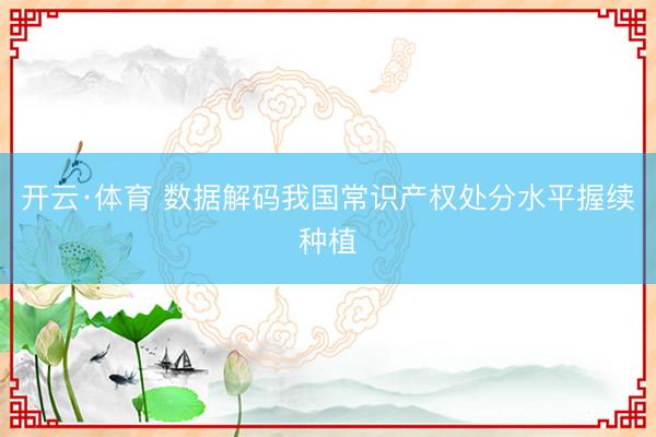 开云·体育 数据解码我国常识产权处分水平握续种植