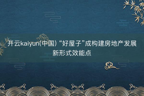 开云kaiyun(中国) “好屋子”成构建房地产发展新形式效能点