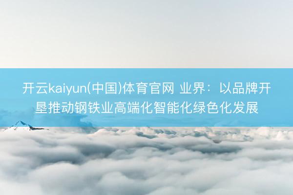 开云kaiyun(中国)体育官网 业界：以品牌开垦推动钢铁业高端化智能化绿色化发展