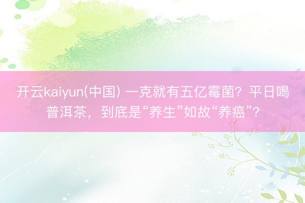 开云kaiyun(中国) 一克就有五亿霉菌？平日喝普洱茶，到底是“养生”如故“养癌”？