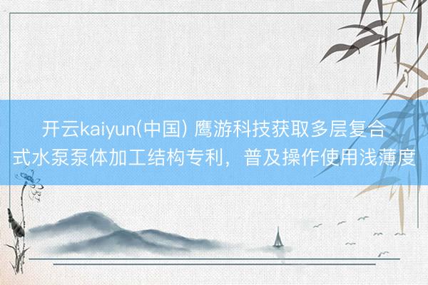 开云kaiyun(中国) 鹰游科技获取多层复合式水泵泵体加工结构专利，普及操作使用浅薄度